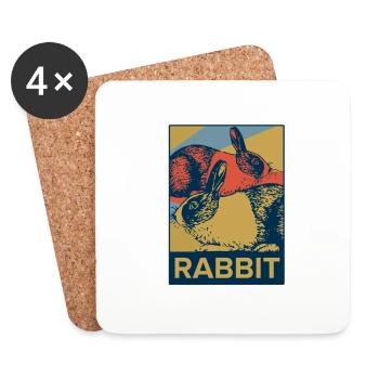 Lapin oreille pop art cadeau pâques animal rebond amusement - Dessous de verre (lot de 4) - blanc - Devant