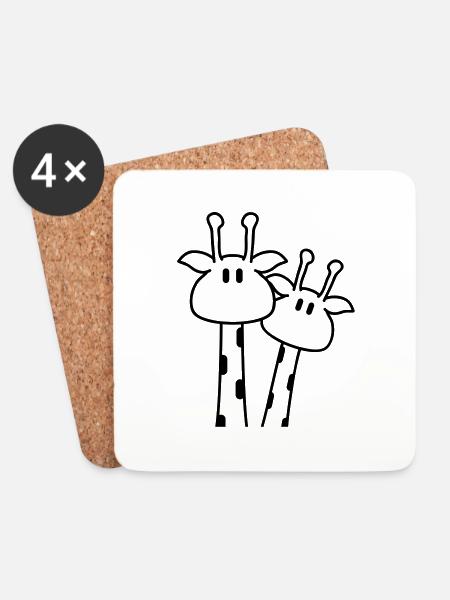 2 süße Paar Giraffen lieben sich Giraffe Pärchen - Untersetzer (4er-Set) - Weiß