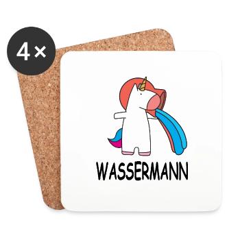 Sternzeichen Wassermann Einhorn Geburtstag - Untersetzer (4er-Set) - Weiß - Vorne