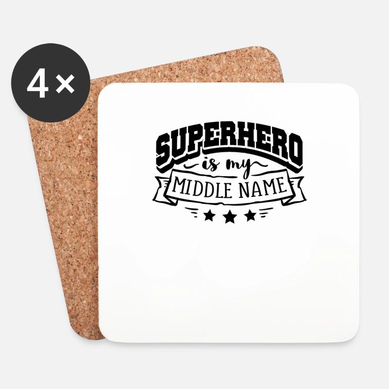 Superheld ist mein Mittelname - Untersetzer (4er-Set) - Weiß