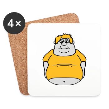 kreis ball mann fett dick clipart comic cartoon lu - Untersetzer (4er-Set) - Weiß - Vorne