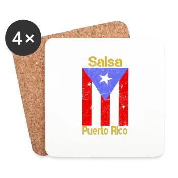 Salsa de Puerto Rico Latino Musik Geschenk T-Shirt - Untersetzer (4er-Set) - Weiß - Vorne