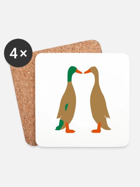 Ente und Ente Vektor - Untersetzer (4er-Set) - Weiß