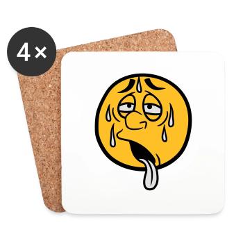 face cartoon cartoon circle round exhausted sun - Coasters (set of 4) - white - Front