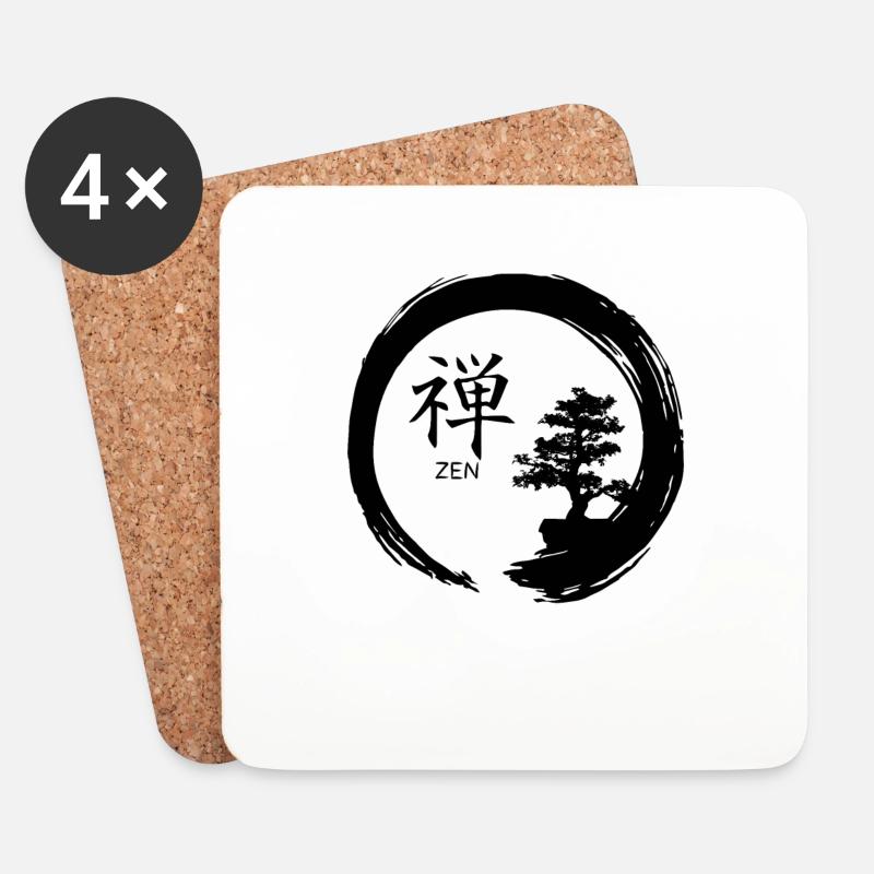 Entlasten Sie Ihren Stress mit einem ZEN-Lebensstil - Untersetzer (4er-Set) - Weiß