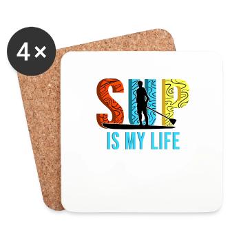 Stand up Paddling SUP Sort idée de cadeau - Dessous de verre (lot de 4) - blanc - Devant