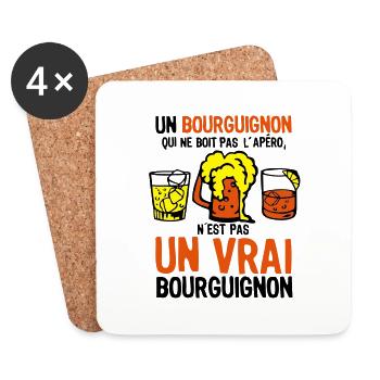 bourguignon apero boit pas vrai alcool b - Dessous de verre (lot de 4) - blanc - Devant