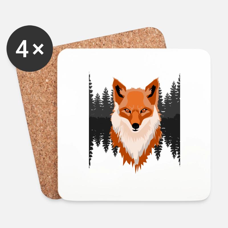 Der Fuchs aus dem Wald - Untersetzer (4er-Set) - Weiß