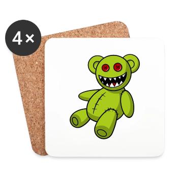 Zombie Teddy - Monster Halloween Bär Liebhaber Fan - Untersetzer (4er-Set) - Weiß - Vorne