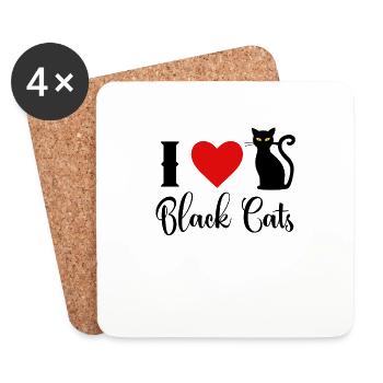 Chats noirs - Dessous de verre (lot de 4) - blanc - Devant