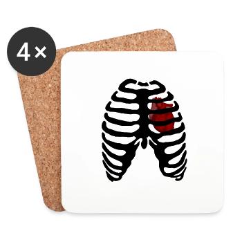 Rib cage Heart - Coasters (set of 4) - white - Front