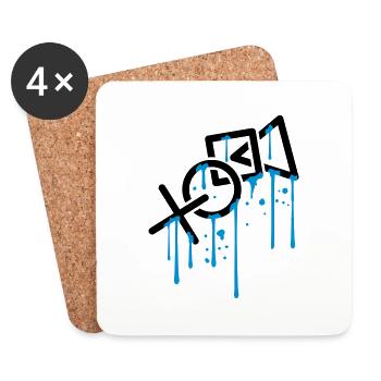 wet drip graffiti controller silhouette cool X vie - Coasters (set of 4) - white - Front