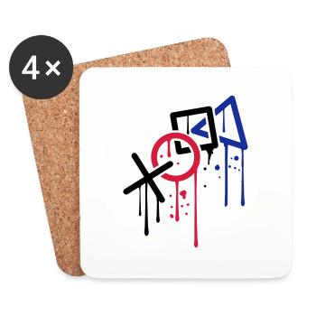 tropfen graffiti controller kontur cool X viereck - Untersetzer (4er-Set) - Weiß - Vorne