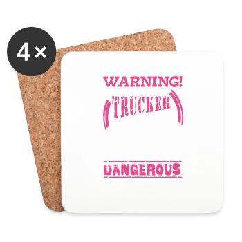 Warning I belong to a trucker - road rage - Dessous de verre (lot de 4) - blanc - Devant