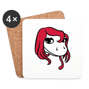kopf gesicht weiblich frau huebsch girl maedchen s - Untersetzer (4er-Set) - Weiß - Vorne