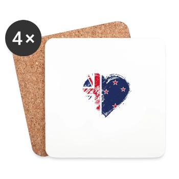 Grungy I Love New Zealand Heart Flag - Coasters (set of 4) - white - Front