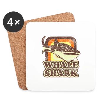 Requin-baleine - Dessous de verre (lot de 4) - blanc - Devant