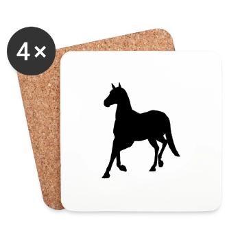 Cadeau cheval, équitation dressage équitation poney - Dessous de verre (lot de 4) - blanc - Devant