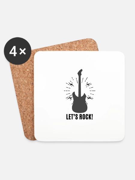 Let´s Rock with guitar - Untersetzer (4er-Set) - Weiß