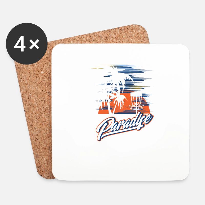 Paradise Disc Golf - Dessous de verre (lot de 4) - blanc
