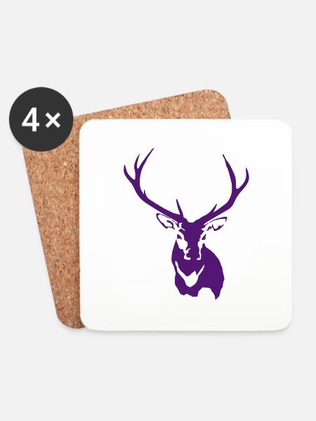 Red Stag Rentier mit Geweih - Untersetzer (4er-Set) - Weiß