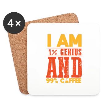 Kaffee Koffein Genie Witz lustiges Geschenk Shirt - Untersetzer (4er-Set) - Weiß - Vorne