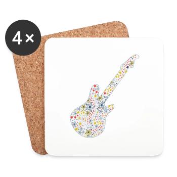 guitare étoiles - Dessous de verre (lot de 4) - blanc - Devant
