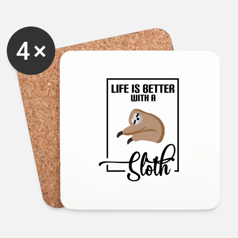 Faultier Sloth - Untersetzer (4er-Set) - Weiß