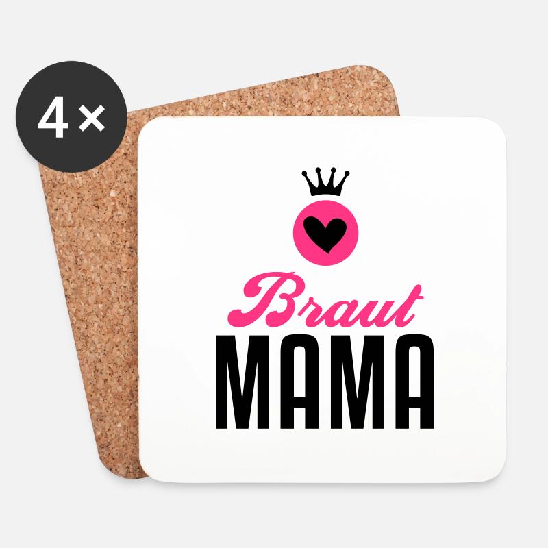 Braut Mama – Braut Mutter – Hochzeit – 2C - Untersetzer (4er-Set) - Weiß
