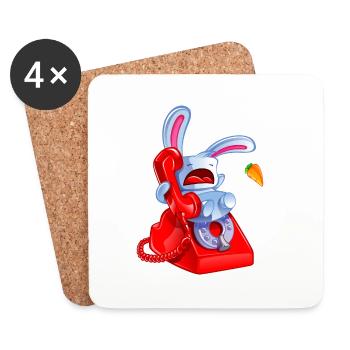 lapin qui téléphone.png - Dessous de verre (lot de 4) - blanc - Devant