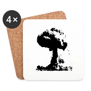 Bombe atomique - Dessous de verre (lot de 4) - blanc - Devant