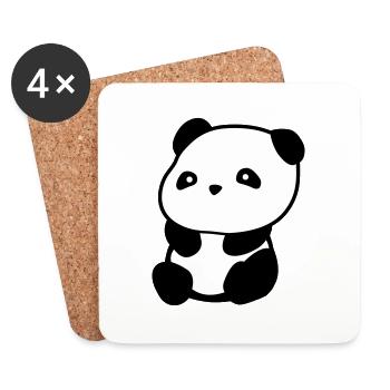 Panda - Dessous de verre (lot de 4) - blanc - Devant