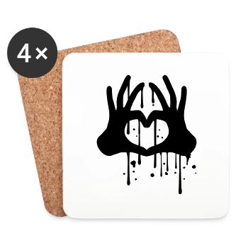 drops graffiti spray color 2 haende paar team ha - Coasters (set of 4) - white - Front