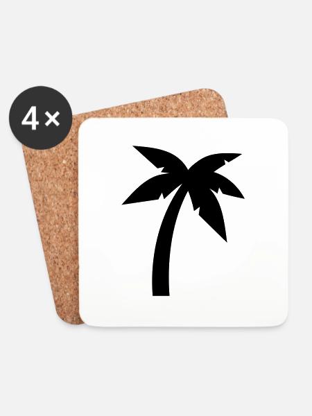 Palme - Untersetzer (4er-Set) - Weiß
