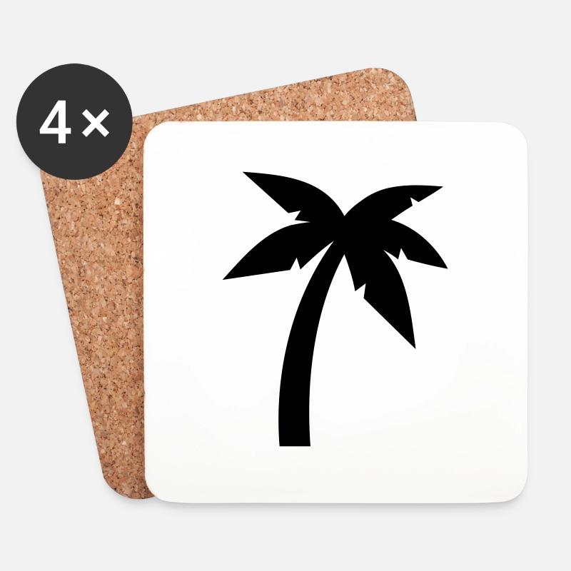 Palme - Untersetzer (4er-Set) - Weiß