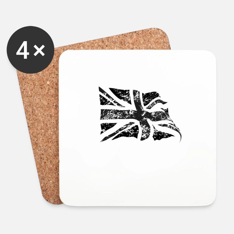 Groß Britanien Flagge Schwarz auf Schwarz Geschenk - Untersetzer (4er-Set) - Weiß