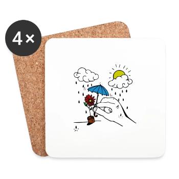 Pluie - Dessous de verre (lot de 4) - blanc - Devant