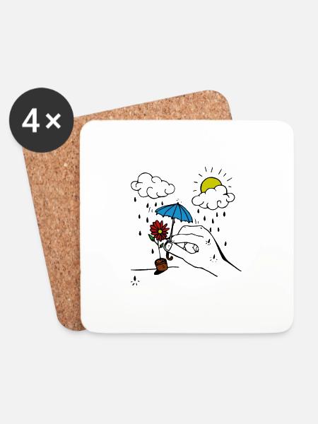 Rain - Coasters (set of 4) - white