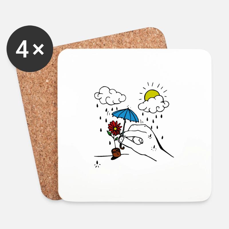 Rain - Coasters (set of 4) - white