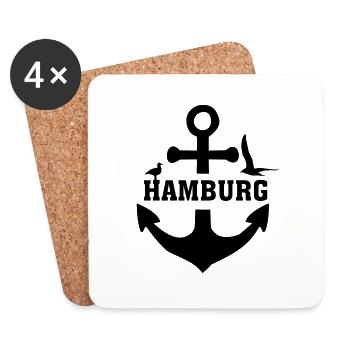 Hamburg-Anker - Untersetzer (4er-Set) - Weiß - Vorne