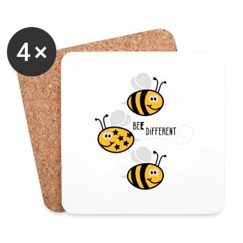 Be different - be yourself - Bee - Bee - 3C - Coasters (set of 4) - white - Front