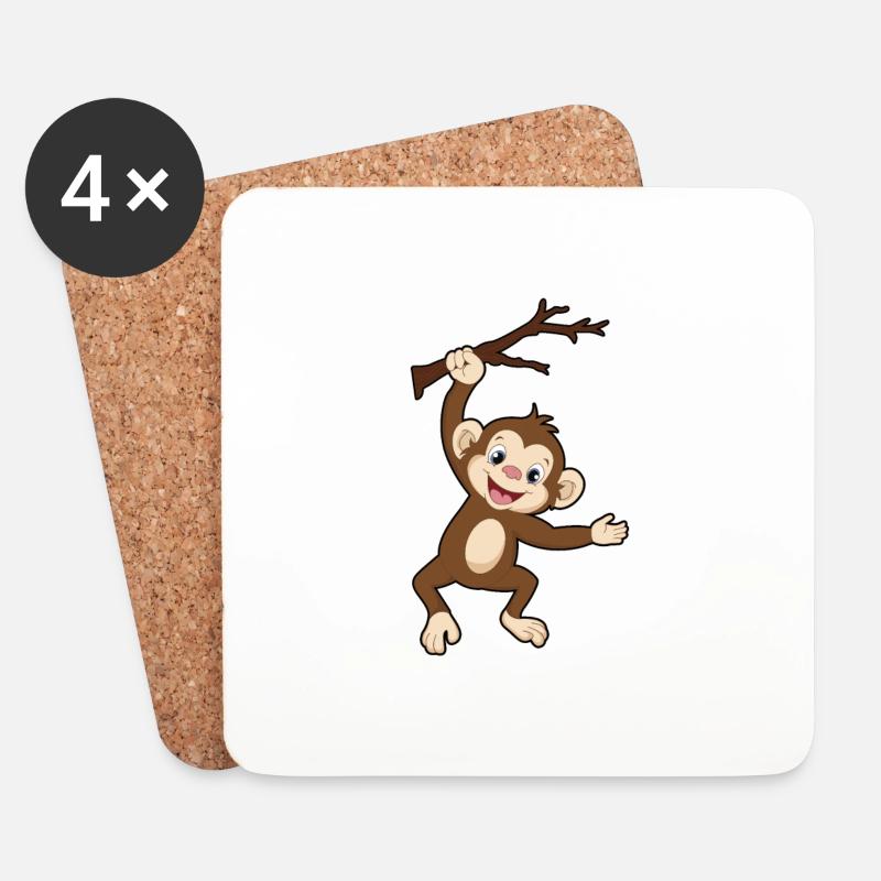 Affe Klettert Auf Einen Baum Ast - Untersetzer (4er-Set) - Weiß