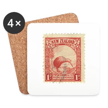 Kiwi stamp - Dessous de verre (lot de 4) - blanc - Devant