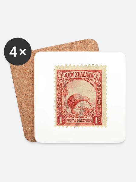 Kiwi Briefmarke - Untersetzer (4er-Set) - Weiß