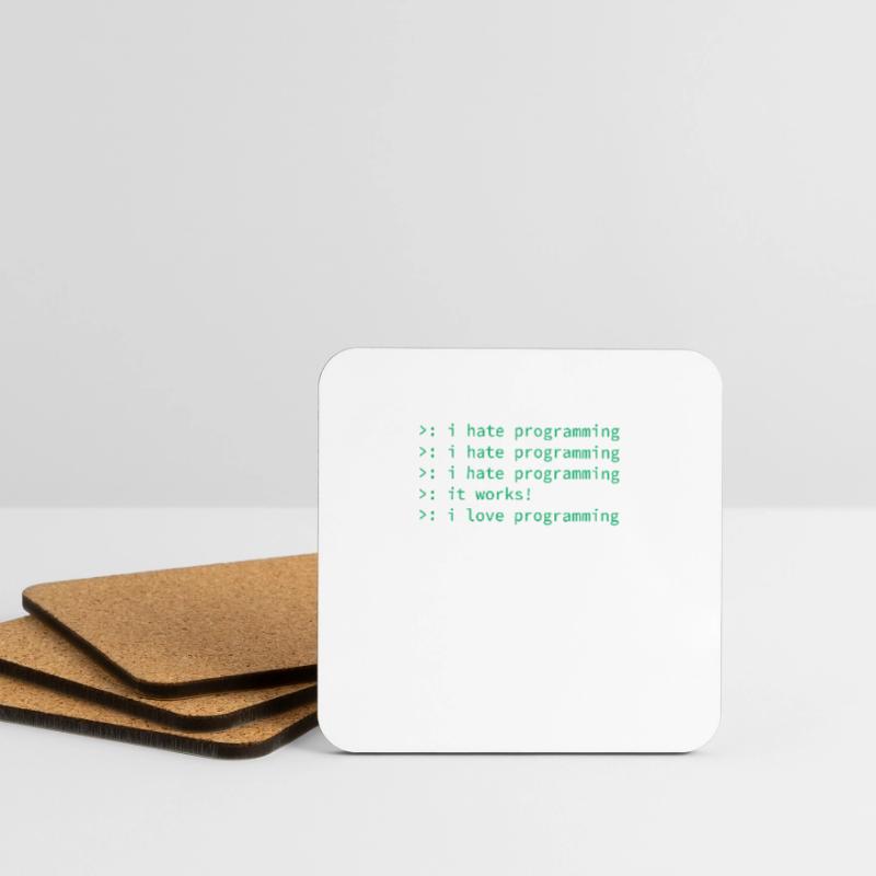 Programmer coden hate nerd geek funny gift Coasters (set of 4)