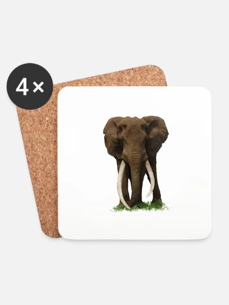 Elefant - Kenia - Afrika - Untersetzer (4er-Set) - Weiß