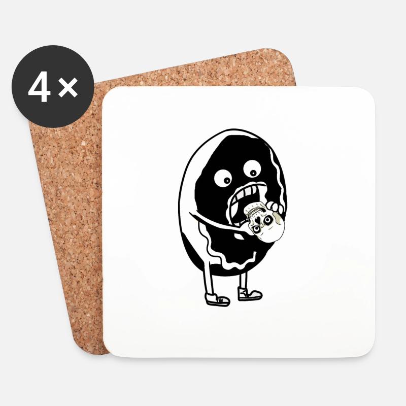 DONUT HORROR DARK GRUFTI GOTHIC SKULL DARK - Coasters (set of 4) - white