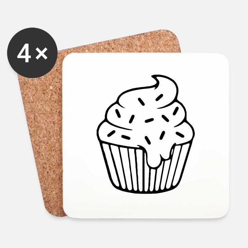 Cupcake - Untersetzer (4er-Set) - Weiß