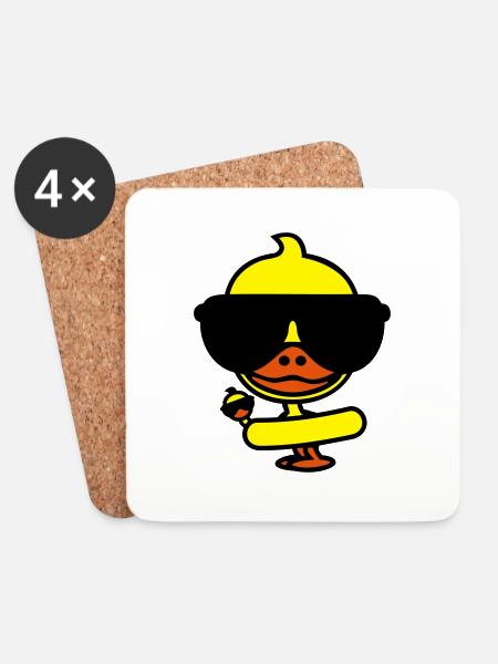 Cool duck on holiday - Coasters (set of 4) - white