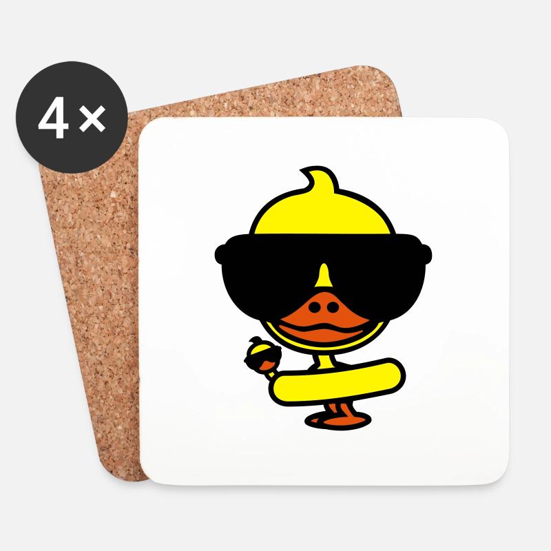 Cool duck on holiday - Coasters (set of 4) - white